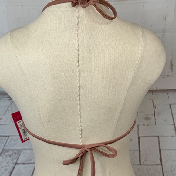Xhilaration Juniors Beige Brown Bikini Crochet Swim Triangle Top Large 8 10 NEW - Picture 6 of 11